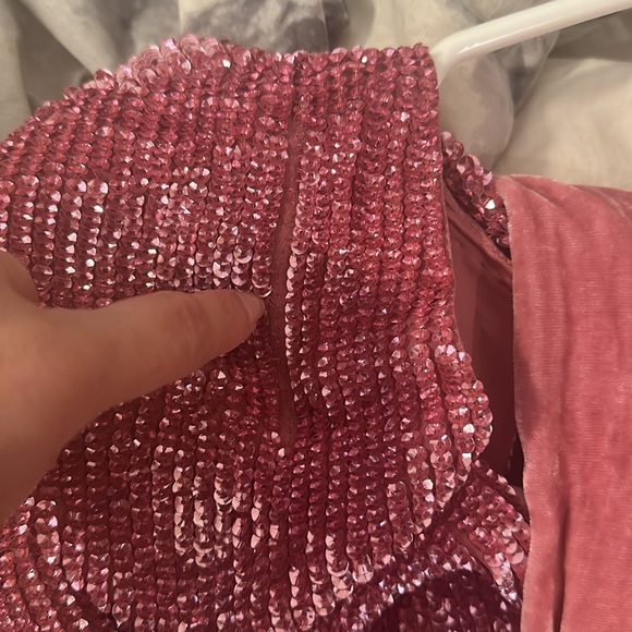 Retrofete Sequin Cardigan Mini Dress Robe Barbie Pink - Picture 6 of 11